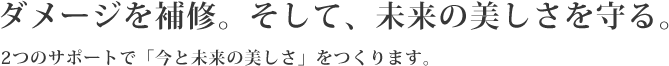 ダメージを補修。そして、未来の美しさを守る。2つのサポートで「今と未来の美しさ」をつくります。